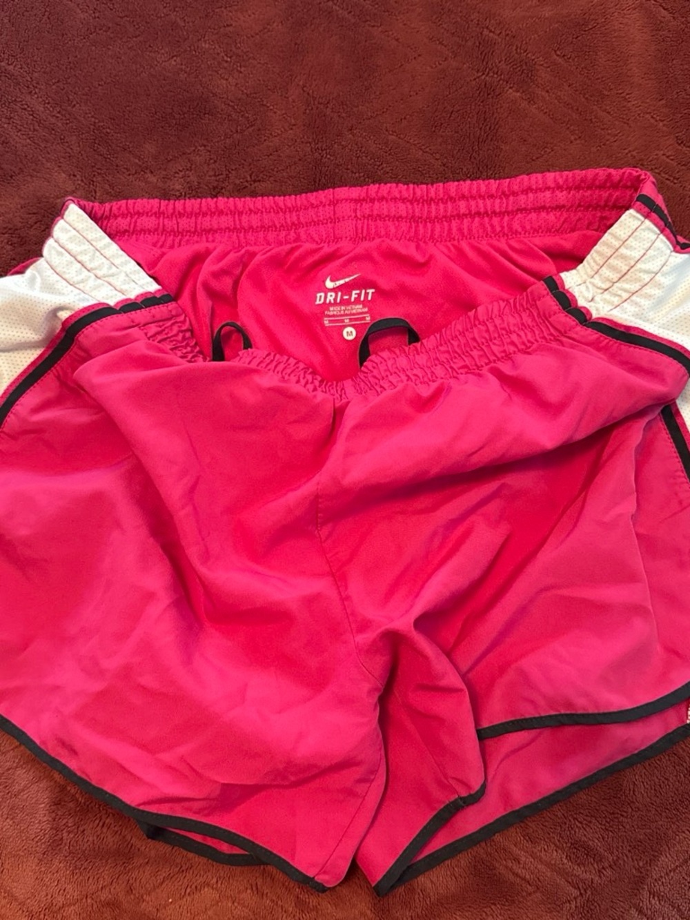Nike Women's Hot Pink Dri-FIT Athletic Shorts with White Trim